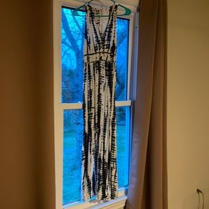 Lightweight blue and white maxi dress.